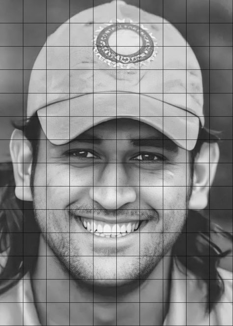 Msd Pencil Sketch, Ms Dhoni Sketch Pencil Outline, Celebrity Portraits Drawing Grid, Grid Images For Drawing, Ms Dhoni Portrait Sketch, Msd Sketch, Ms Dhoni Sketch Pencil, Dhoni Drawing Sketches, Ms Dhoni Drawings