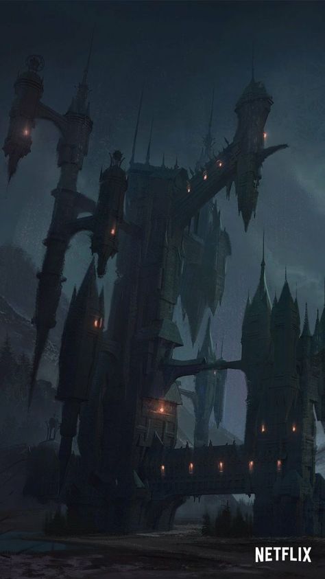 Vampire Castle, Castlevania Wallpaper, Castlevania Anime, Dark Castle, Fantasy City, Fantasy Castle, Fantasy Places, Dungeons And Dragons Homebrew, Fantasy Art Landscapes