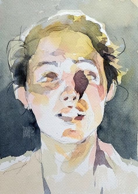 Watercolor Face, Watercolor Art Face, Watercolor Portrait Painting, Watercolor Painting Techniques, Cat Air, 수채화 그림, Watercolor Art Lessons, Arte Sketchbook, Arte Inspo