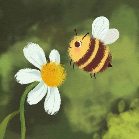 Don’t worry bee happy 🐝 Did @carliannecreates DTIYS wasn’t sure if I was gonna share it but it was fun to relax and do this last night. #carlianne100k #kidlit #kidlitart #illustration #childrensbooks #childrensbookillustration #illustrator Cute Bees Drawings, Bee Graphic Illustration, Cartoon Bees Cute, Beehive Painting Ideas, Cute Bee Illustration, Bee Animation, Daisies Illustration, Beekeeper Art, Bumblebee Illustration