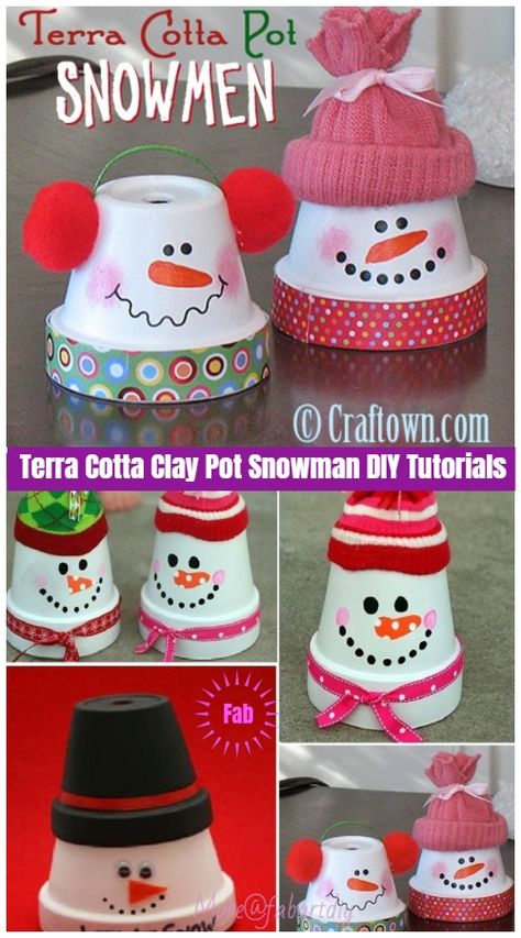 Terracotta Snowman Pots, Snowman Tree Ornaments Diy, Terracotta Pot Christmas Ornaments, Christmas Crafts For Work Party, Clay Pots Christmas Crafts, Terracotta Christmas Crafts, Terracotta Pot Crafts Diy, Flower Pot Ornaments, Terra Cotta Pot Ornaments