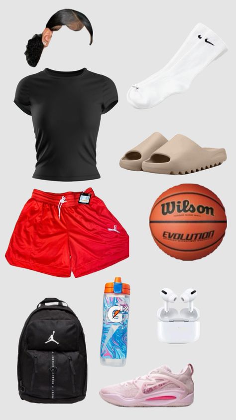 Basketball Game Outfit Women, White Nike Socks, Basketball Game Outfit, Casual Sporty Outfits, Cute Sporty Outfits, Basketball Bag, Fitness Wear Outfits, Cute Gym Outfits, Basketball Clothes