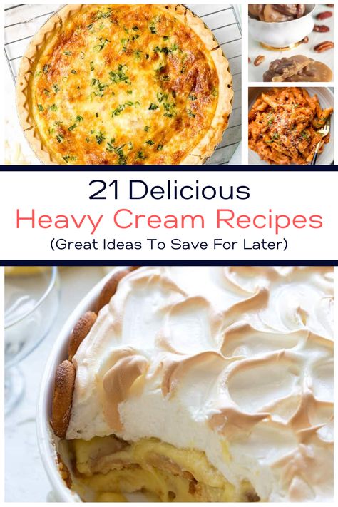 Recipes To Use Up Heavy Cream, What To Do With Heavy Whipping Cream, Deserts With Heavy Cream, Light Cream Recipes, What To Make With Whipping Cream, What To Do With Heavy Cream, Desserts Using Heavy Cream, Dessert Recipes With Heavy Cream, Heavy Cream Recipes Dinner