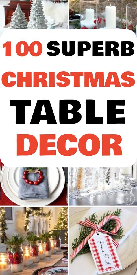 100 superb Christmas table decor ideas, featuring festive centerpieces, place settings, and DIY decorations. Diy Christmas Table Decorations, Christmas Candle Centerpieces, Christmas Table Decor Ideas, Christmas Table Decorations Diy, Diy Christmas Table, Christmas Table Decor, Diy Table Decor, Christmas Dinner Party, Table Decor Ideas