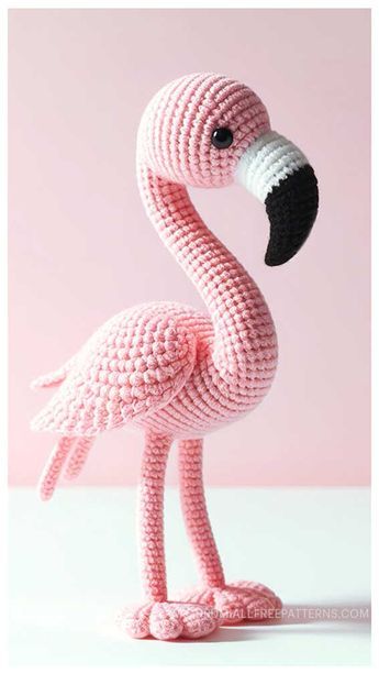 Crochet Flamingo Amigurumi Free Pattern - Free Crochet Patterns Flamingo Amigurumi Free Pattern, Diy Crochet Rose, Flamingo Blanket, Amigurumi Flamingo, Crochet Flamingo, Crochet Bird Patterns, Crochet Feather, Crochet Applique Patterns Free, Crochet Shell