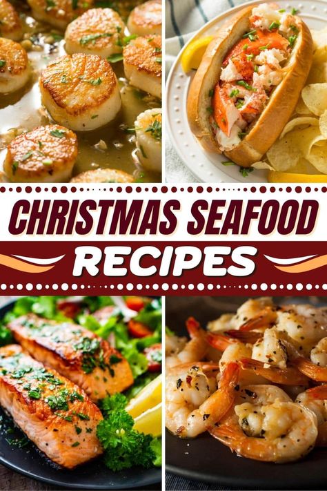 Try these Christmas seafood recipes for a feast to remember! From shrimp to salmon to lobster and crab cakes, these holiday dinner ideas are all winners. Shrimp Tree Christmas, Christmas Lobster Recipes, Christmas Pescatarian Recipes, Shrimp Recipes For Christmas Dinner, Christmas Eve Seafood Recipes, Seafood Ideas For Christmas, Christmas Eve 7 Fish Dinner Ideas, Christmas Seafood Boil, Shrimp Christmas Dinner