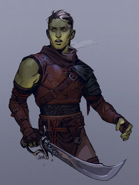 Half-orc Male, Half Orc, Critical Role Campaign 2, Critical Role Characters, Critical Role Fan Art, Dungeons And Dragons Characters, Dnd Art, Character Inspo, Skyfall