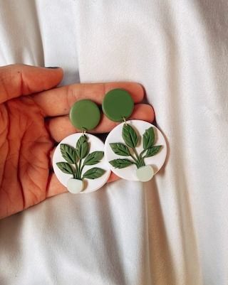 PepperandPinkCo - Etsy Polymer Clay Plant Earrings, Polymer Clay Earrings Easy, Clay Plant Earrings, Plant Clay Earrings, Spring Clay Earrings, Cute Polymer Clay Earrings, Green Polymer Clay Earrings, Boho Clay Earrings, Clay Plant