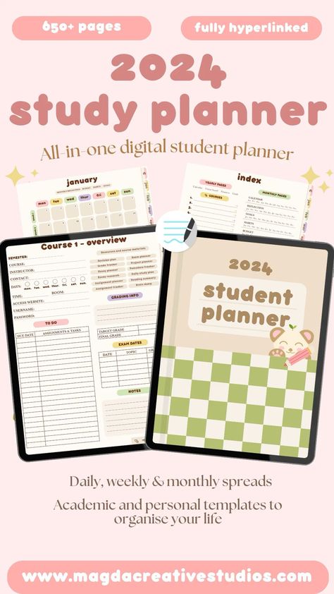 This stylish and functional digital planner is perfect for students of all ages. It includes everything you need to stay organized and on top of your studies, including monthly and weekly planners, to-do lists, and notes pages. Plus, it comes with a set of printable stickers to help you personalize your planner.

Get your copy today and start planning for a successful 2024!

Download now: Nursing School Digital Planner, Planner Ideas Aesthetic, Digital Study Planner, Study Planner Printable Free, Study Planner Free, Weekly Academic Planner, Aesthetic Student, Planner Monthly Layout, Exam Planner