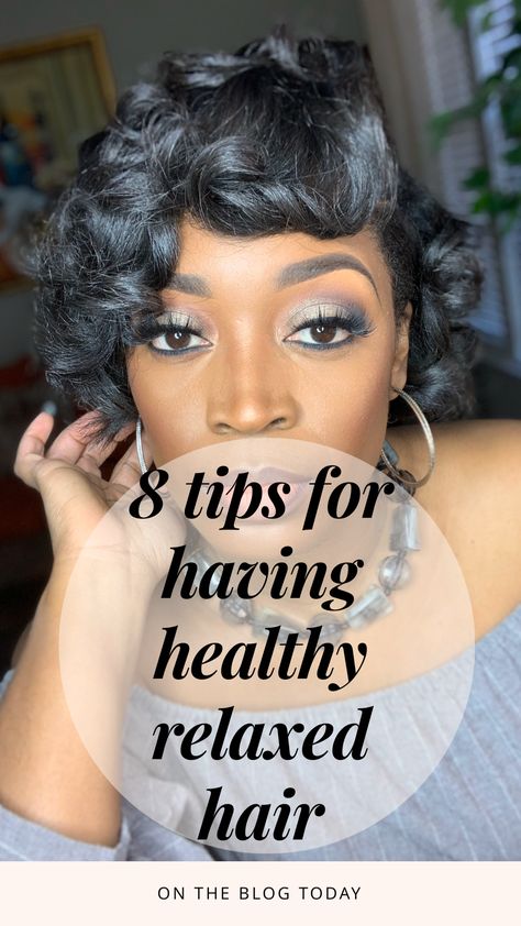 Black Hair Relaxed Styles, Just For Me Relaxer, Hair Relaxing Before And After, Protective Relaxed Hairstyles, Relaxed Hair Maintenance, How To Treat Relaxed Hair, Permed Black Hair, Healthy Relaxed Hair Regimen, Diy Relaxer For Black Hair