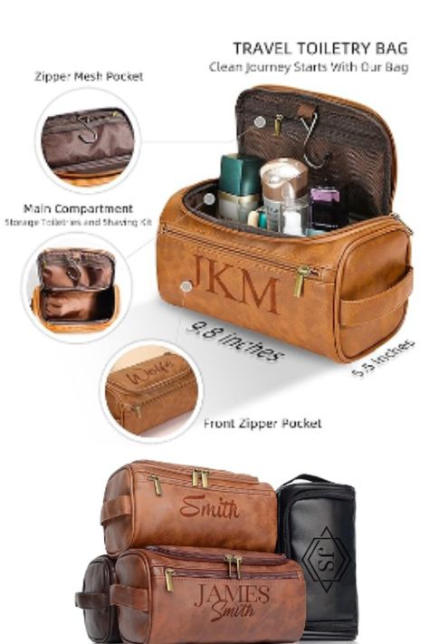 Personalized Toiletry Bag for Men, Engraved Name Initials Toiletry Bag, Customized Monogram Travel Shaving Dopp Kit for Groomsmen, Gift for Christmas, Birthday, Dad, Husband, Grandpa, Lover Personalized Toiletry Bag, Men Gift Basket, Mens Toiletry Bag, Leather Toiletry Bag, Mens Travel, Mens Travel Bag, Name Initials, Dopp Kit, Kit Bag