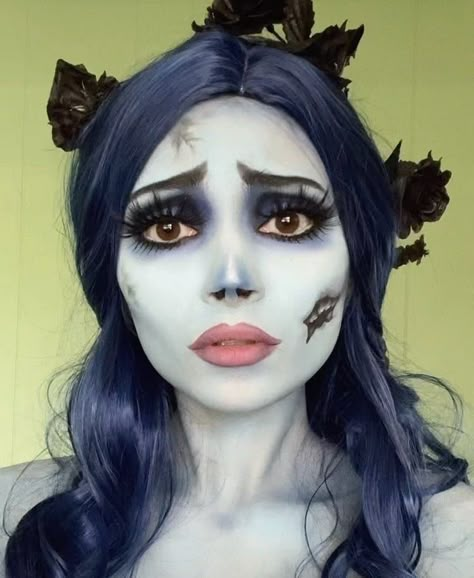 Halloween Makeup Emily From Corpse Bride Makeup, Halloween Makeup Corpse Bride, Corpse Bride Face Paint, Tim Burton Halloween Makeup, Corpse Bride Costume Couple, Tim Burton Inspired Makeup, Halloween Makeup Tim Burton, Corps Bride Makeup, Corpse Bride Makeup Easy