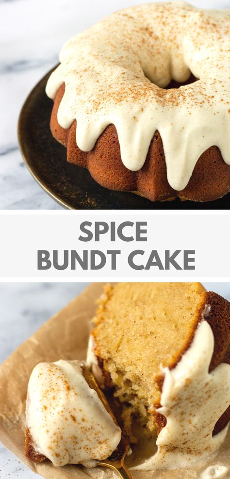 Spice Bundt Cake Recipe Spice Bundt Cake Recipes, Frosting For Spice Cake, Bundt Cake Recipes Easy, Fall Bundt Cake Recipes, Cake Recipes Fall, Fall Bundt Cake, Autumn Baking Recipes, Easy Spice Cake, Homemade Spice Cake