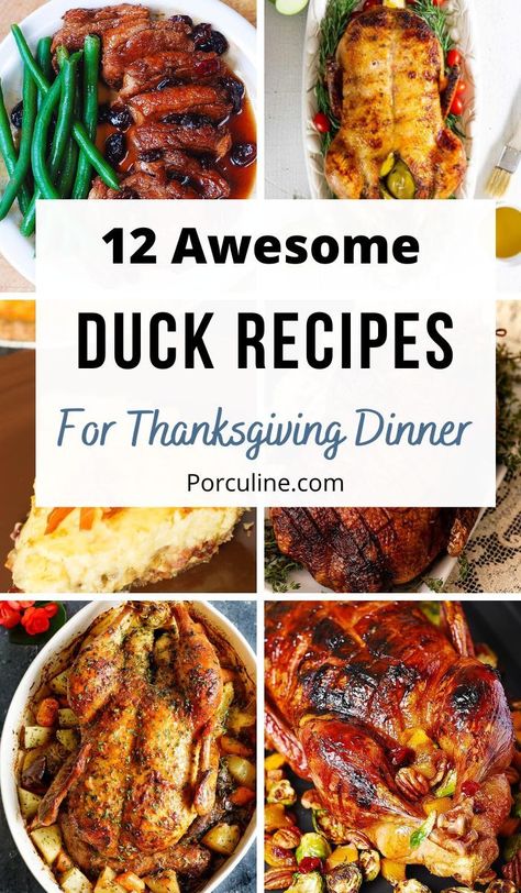 Duck Recipes for Thanksgiving Thanksgiving Duck, Best Duck Recipe, Whole Duck Recipes, Thanksgiving Apps, Roasted Duck Recipes, Entertaining Dishes, Goose Recipes, Recipes For Thanksgiving, Duck Confit