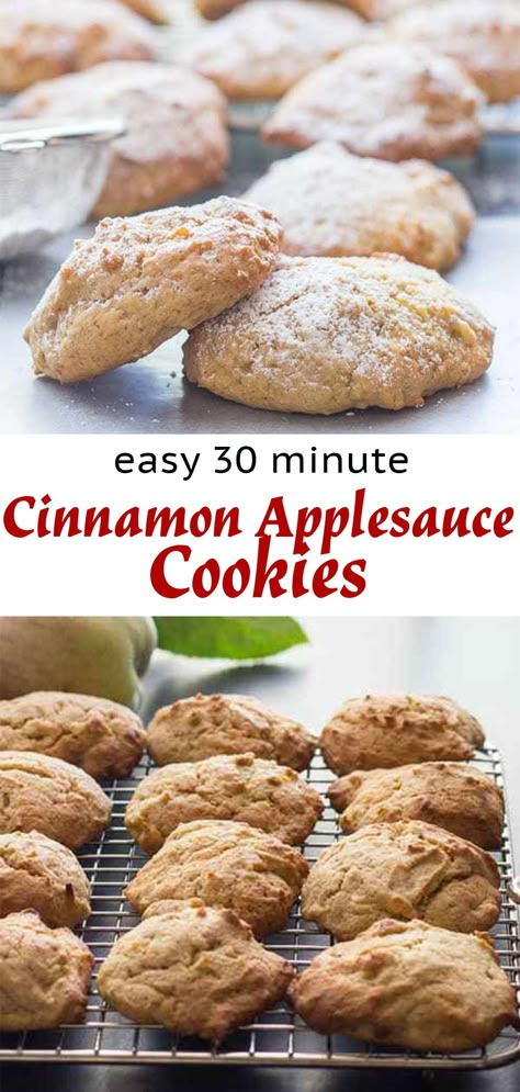 Desserts That Use Applesauce, What To Do With Applesauce Ideas, Snacks With Applesauce, Baked Goods With Applesauce, Cookie Recipes Using Applesauce, Applesauce Spice Cookies, Baking Recipes With Applesauce, Baking With Apple Sauce Recipes, Dessert Using Applesauce