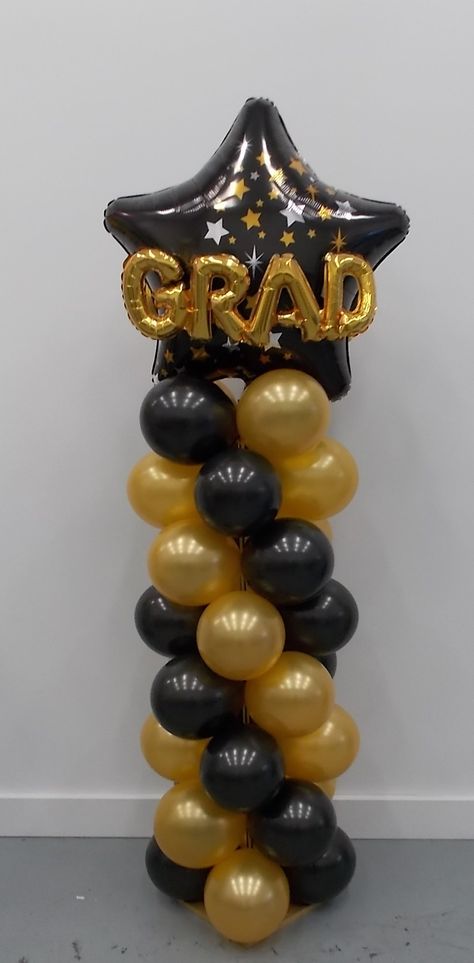 College Graduation Balloon Ideas, Grad Balloon Columns, Grad Balloon Ideas, Balloon Towers For Graduation, Balloon Columns Graduation, Graduation Balloon Columns Ideas, Graduation Balloon Arch Party Ideas, College Graduation Backdrop Ideas, Balloon Graduation Decorations