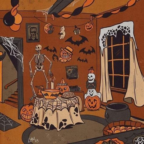 📌 July 6, 2024 👤 @ColleSemplice #️⃣ Immortalidee  #️⃣ Hallothanks Halloween Art Cartoon, Halloween Party Drawing, Vintage Halloween Party Aesthetic, Nostalgic Halloween Decor, Classic Halloween Aesthetic, Retro Halloween Aesthetic, Old School Halloween, Halloween Party Aesthetic, Retro Halloween Art