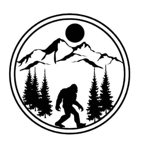 Sasquatch Decal, Mountain Drawing Simple, Bigfoot Drawing, Sasquatch Art, Skunk Ape, Bigfoot Pictures, Pie Grande, Bigfoot Art, Drawing Examples