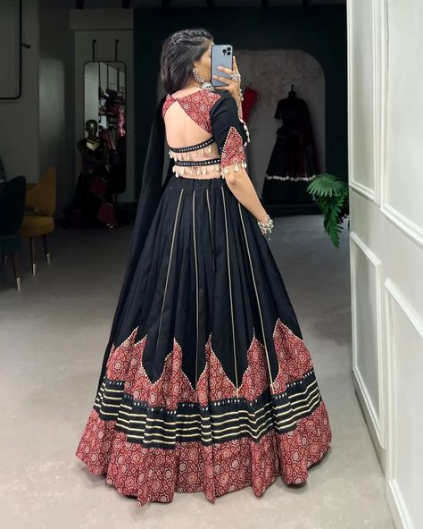 💗For Order and More Details WhatsApp +91 9601606887 *🌷Navratri Collection 2024🌷* Make a Bold Statement This Navratri with Our Stunning Black Lehenga, Featuring a Harmonious Blend of Plain Fabric, Eye-Catching Prints, and Gota Patti Embellishments 🖤 *LNB1671BLK* *Lehenga (Stitched)* Lehenga Fabric : Pure Cotton Lehenga Work : Plain With Printed And Paper Mirror Work Lace And Gota Patti Touch Up Lehenga Waist : Support Up To 42 Lehenga Closer : Drawstring With Zip Stitching : Stitched With... Lehenga Black, Mirror Work Lace, Zip Stitching, Lehenga Stitched, Garba Dress, Red Lehenga Choli, Navratri Collection, Ghaghra Choli, Mirror Work Lehenga