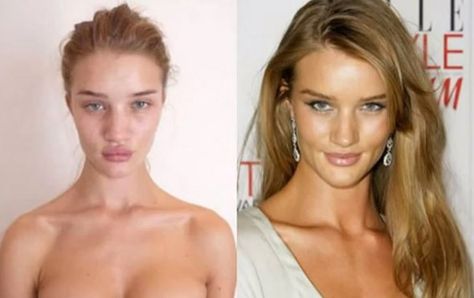 celebs without makeup before and after | ... Huntington-Whitely's famous pucker is present with and without makeup Celebrity Makeup Transformation, Rosie Huntington Whiteley Makeup, Victoria’s Secret Models, Models Without Makeup, Celebs Without Makeup, Makeup Before And After, Victoria Secret Model, Victoria Secret Models, Celebrities Before And After