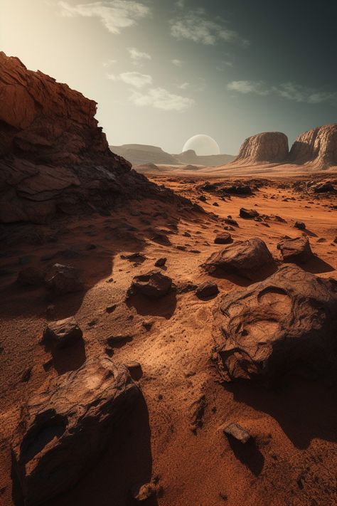 Mars Background Planet, Surface Of Mars, Mars Sci Fi, Mars Planet Aesthetic, Mars Concept Art, Mars Photoshoot, Mars Artwork, Mars Background, Mars City