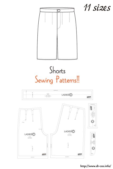 Shorts Pattern Sewing Free, Free Shorts Pattern Women, Sewing Patterns Shorts, Womens Shorts Pattern Free, Plus Size Shorts Pattern Free, Short Pants Pattern, Ladies Pants Pattern, Sewing Pattern Shorts, Pattern Shorts