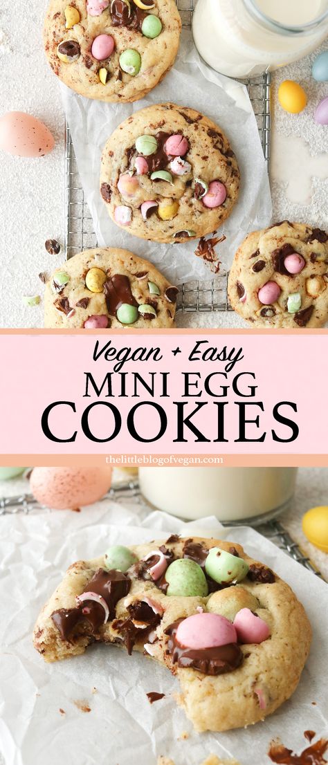 Easy Easter Recipe for Vegan Mini Egg Cookies! Easter Cake Vegan, Mini Egg Cookies, Mini Eggs Cake, Easy Vegan Cookies, Mini Eggs Cookies, Vegan Easter Recipes, Easter Cookie Recipes, Vegan Christmas Cookies, Egg Cookies