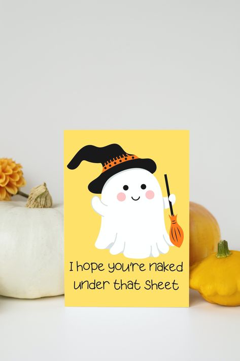 Dirty Halloween Card Printable / Funny Birthday Card for Him / Ghost Halloween Card / Anniversary Card Boyfriend / Instant Download PDF Cute Halloween Cards For Boyfriend, Halloween Puns For Boyfriend, Halloween Cards For Boyfriend, Halloween Puns, Card Boyfriend, Birthday Card For Him, Cards For Boyfriend, Card Anniversary, Halloween Greetings