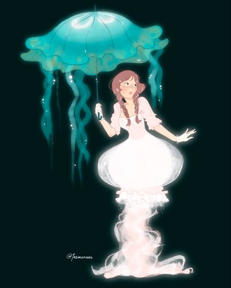 jellyfish, character design, illustration, character illustration, jellyfish dress, jellyfish princess, umbrella, jellyfish umbrella, glowing, glowing art, glowing illustration, cosplay, character art Jellyfish Umbrella, Tsukimi Kurashita, Jellyfish Princess, Jellyfish Dress, Princess Jellyfish, Arte Peculiar, Jellyfish Art, Swag Art, Mia 3