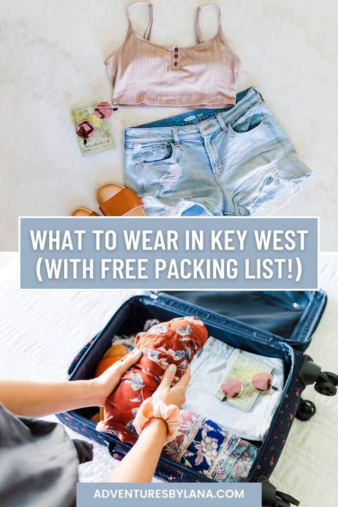 Experience the magic of Key West without the fashion dilemma! 🌴 I've got you covered with this detailed Key West packing guide. Get all the style tips, tricks and packing must-haves you need for a fabulous getaway in the Florida Keys. Don't forget to download your free 'Florida Keys Packing List' for ultimate ease & peace of mind! 🌊 Outfits For The Florida Keys, Key West Fantasy Fest Outfits, Florida Keys Packing List, Florida Keys Outfit What To Wear, What To Pack For Key West Vacation, Florida Keys Aesthetic Outfits, Key West Fashion, Key West Packing List, Keywest Florida Outfits