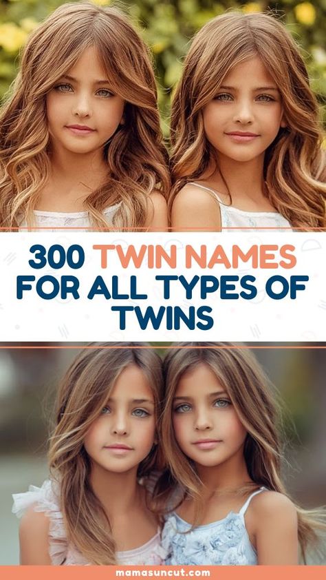 Twin Girl Names List, Names For Twin Sisters, Baby Twin Names, Baby Names Twins, Twin Name Ideas, Twin Girl Nursery Ideas, Twin Names Boy And Girl, Cute Twin Names, Unique Twin Names