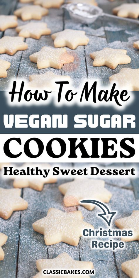 This vegan sugar cookie recipe, infused with vegan butter, vanilla, and coconut, is a versatile treat suitable for any occasion, whether topped with powdered sugar or icing. Gf Vegan Sugar Cookies, Vegan Cut Out Sugar Cookies, Vegan Butter Cookies, Vegan Sugar Cookie Recipe, Sugar Cookies Christmas, Sugar Cookie Kit, Vegan Vanilla Cake, Vegan Sugar Cookies, Vegan Cookies Recipes