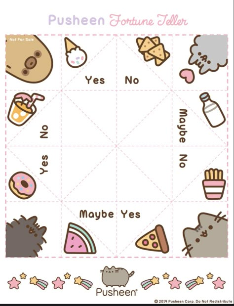 Kawaii Printables Templates Paper Crafts, Free Kawaii Printables, Pusheen Paper Crafts, Pusheen Template, Fortune Teller Paper Ideas, Kawaii Printables Templates, Blind Bags Printable, Hello Kitty Diy Crafts, Pusheen Hello Kitty