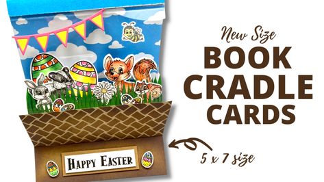 Book Cradle Card, Animal Stamps, Fancy Fold Card Tutorials, Spring Scene, Card Making Videos, Fold Cards, Green Cards, Card Making Tutorials, Fancy Fold Cards