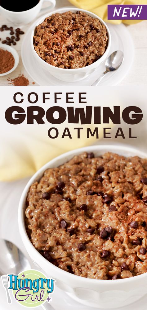 Healthy Coffee-Flavored Oatmeal | Hungry Girl Growing Oatmeal, Oatmeal Coffee, Hungry Girl Recipes, Calorie Count, Healthy Sweet Snacks, Healthy Coffee, Hungry Girl, Oatmeal Recipes, Ww Recipes