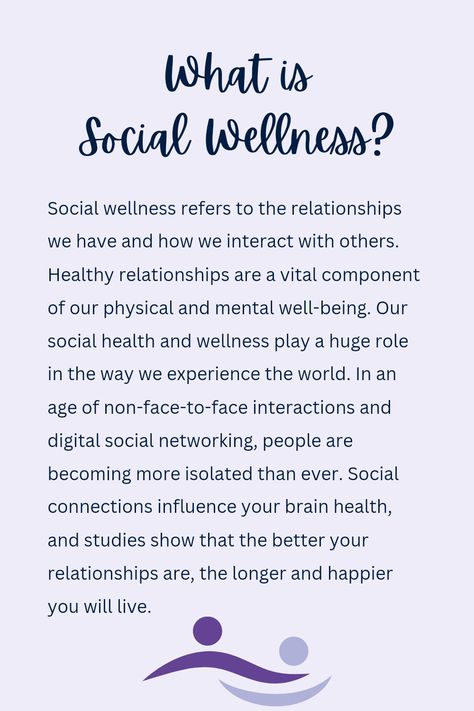 Social Wellness has to do with the relationships we have have and how we interact with each other. Social Wellness Activities, Social Wellness, Social Relationships, Life Coaching Business, Peer Group, Wellness Club, Wellness Activities, Balanced Life, Life Coaching