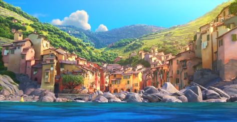 New Animation Movies, Lucas Movie, Italian Riviera, Italian Village, Northwest Coast, Animation Screencaps, Sea Monsters, Seaside Towns, To Infinity And Beyond