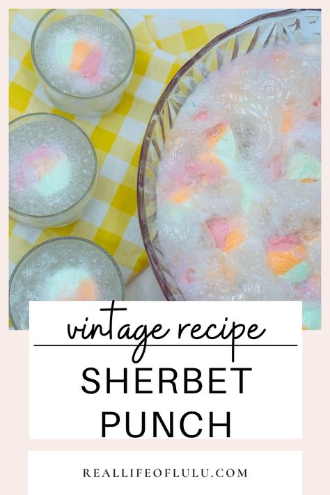 This vibrant Sherbet Punch combines the creamy sweetness of sherbet ice cream with the fizzy kick of lemon-lime soda for a refreshing treat. Simply scoop the sherbet into a punch bowl, top with soda, and serve with a ladle for a crowd-pleasing drink. It's a great birthday party drink, holiday party drink, or Halloween party drink. Sherbet Ice Cream Punch, Party Punch With Ice Cream, Boozy Sherbet Punch, Pineapple Sherbet Punch, Easy Punch Recipes Sherbert, Sherbet Punch Recipes Non Alcoholic, Sherbet Punch With Alcohol, Punch Recipes Non Alcoholic With Sherbet, Ice Cream Punch Recipes