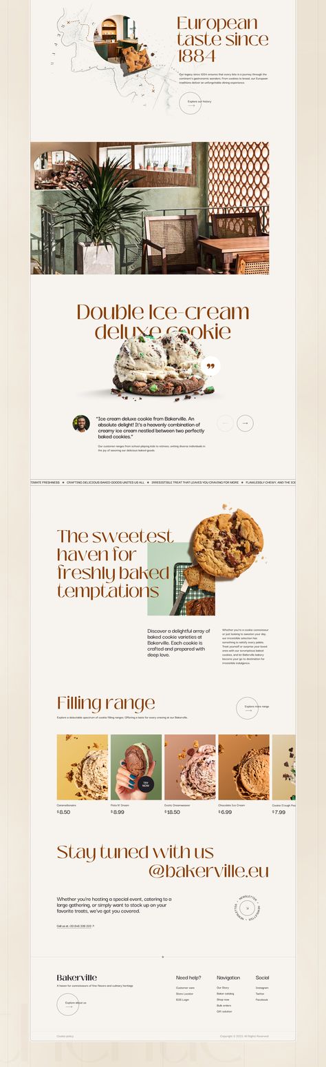 Cookie Website Design Inspiration, Donut Design Graphics, Dessert Website Design, Bakery Newsletter, Pastry Website, Bakery Brochure, Bakery Website Design, Cookie Website, Chocolate Website