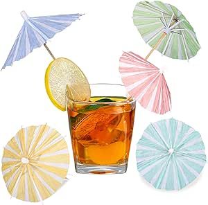 Cunhill 150 Pcs Drink Umbrellas Cocktail Picks Parasol Cocktail Umbrellas Sticks with Wood Toothpicks Vertical Stripes Paper Umbrella for Drinks for Summer Hawaiian Party Decoration Cupcake Toppers Drinks For Summer, Tropical Accessories, Drink Umbrellas, Drink Decorations, Paper Umbrella, Cocktail Umbrellas, Hawaiian Party Decorations, Cuban Art, Paper Umbrellas