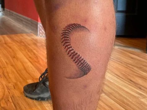 57 Small Tattoo Ideas for Men That Make A Big Statement - Tattoo Glee Tattoos For Baseball Players, Baseball Catcher Tattoo, Tattoo Ideas For Athletes, Baseball Seams Tattoo, Baseball Stitches Tattoo, Tattoo Ideas Baseball, Baseball Theme Tattoo, Sports Tattoos Women, Small Baseball Tattoo