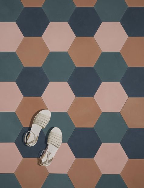 Hexagon Floor Pattern, Geometric Tile Bathroom, Green Hexagon Tile, Mudroom Tile, Hexagon Tile Pattern, Hexagon Floor Tiles, Fun Tile, Hexagonal Tiles, Colorful Bathroom Tile