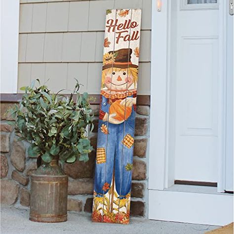 Board Welcome Sign, Welcome Sign Porch, Front Porch Deck, Outdoor Farmhouse, Easy Fall Decor, Fall Scarecrows, Wooden Welcome Signs, Front Porch Signs, Porch Welcome Sign