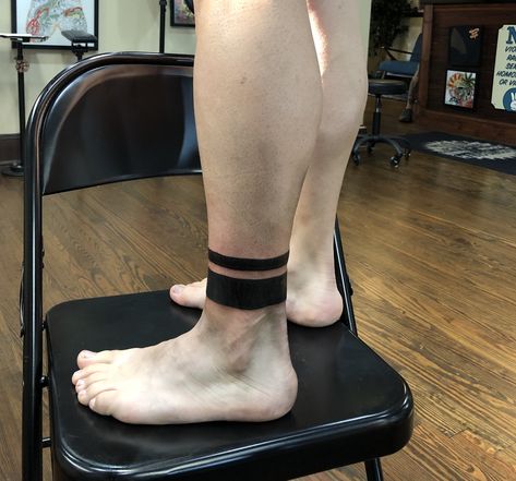 Double band, ankle band, blackwork, tattoo Black Band Tattoo Leg, Ankle Tattoo Band, Ankle Band Tattoo Mens, Bailey Tattoo, Back Of Ankle Tattoo, Black Band Tattoo, Ankle Band Tattoo, Ankle Tattoo Men, Leg Band Tattoos