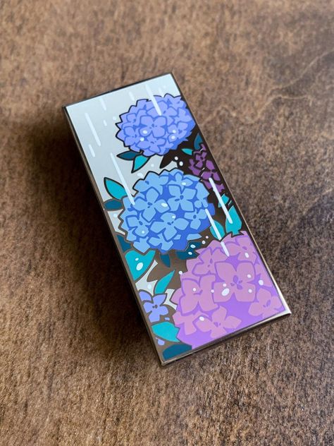 Enamel pin of tall hydrangeas. Perfect for any lover of nature or home decor. Made in Canada with love. #hydrangeas #enamelpin . #Kawaii #Pokemon_Pins_Enamel #Enamel_Pin_Collection #Creative_Drawing_Prompts Enemal Pin, Enamel Pins Aesthetic, Enamel Art, Enamel Pin Collection, Acrylic Pins, Cute Patches, Pretty Pins, Enamel Lapel Pin, Cool Pins