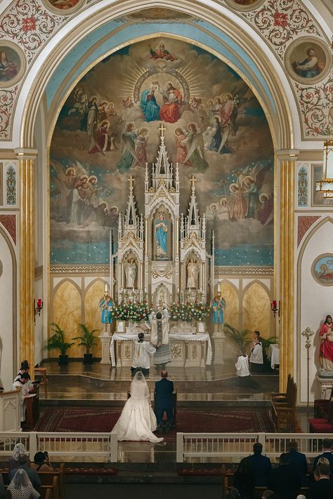 Ceremony and Wedding Mass - Allison Girone Latin Mass Wedding, Old Catholic Church, Catholic Wedding Traditions, Catholic Aesthetic, Catholic Wedding Ceremony, Traditional Catholicism, Orthodox Wedding, Latin Mass, Moving Images