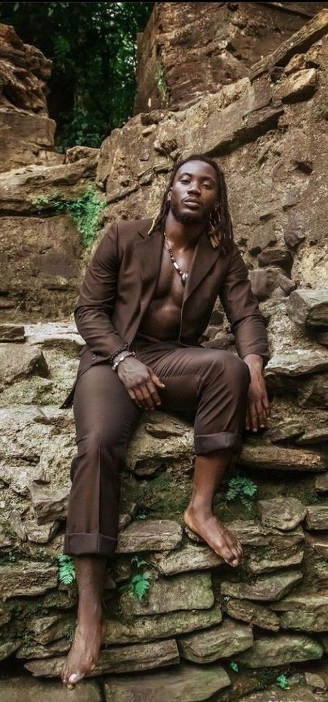 Jungle Photoshoot Ideas Men, Mud Photoshoot, Earthy Black Men, Magical Cottagecore, Goddess Photoshoot, Fitted Fashion, Desert Photoshoot Ideas, Cabin Photos, Poster Reference