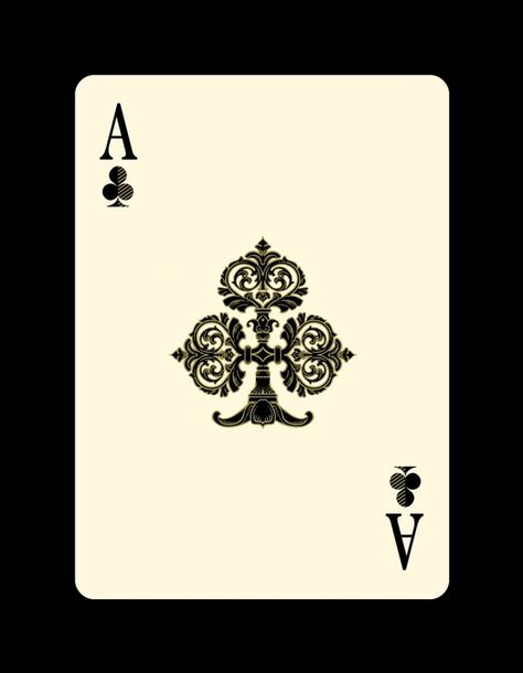 Clubs- The Suit of Innovation. Control of technology. Used by Darien Clover Ace Of Clubs Tattoo, Diwali Art, Ace Tattoo, Deck Cards, Card Suits, Play Your Cards Right, Clover Tattoos, Custom Playing Cards, Suit Card