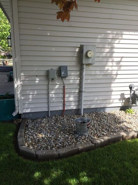 Covering Up Outdoor Utilities, Ways To Hide Utility Boxes On House, Ways To Hide Outdoor Electrical Boxes, Covering Outdoor Electrical Boxes, Hiding Meters Outside, Trellis To Hide Utilities, How To Hide Outdoor Utility Boxes, Utility Screen Outdoor, Large Propane Tank Hide Cover Up