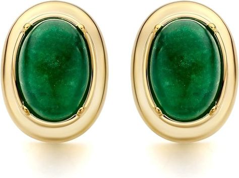 Amazon.com: 18K Yellow Gold Plated Green Oval Cut Cubic Zirconia Large Green Stud Earrings Ear Jewelry for Women: Clothing, Shoes & Jewelry Green Stud Earrings, Gold Earrings For Women, Green Oval, Oval Earrings, Daily Clothes, Oval Earring, Earrings Large, Earrings Ear, Gift Package